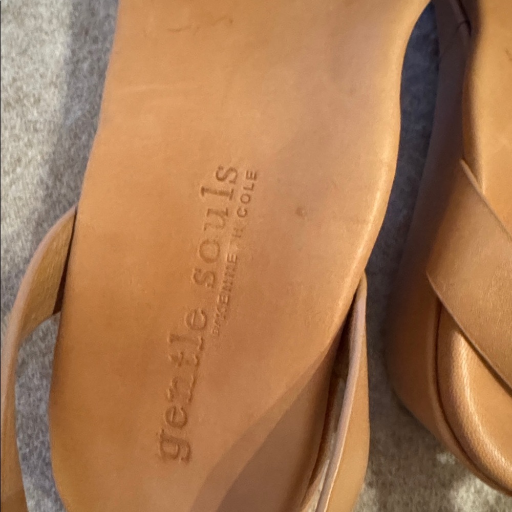 Gentle Souls by Kenneth Cole Tan Ankle-Strap Leather Sandals - Picture 5 of 9